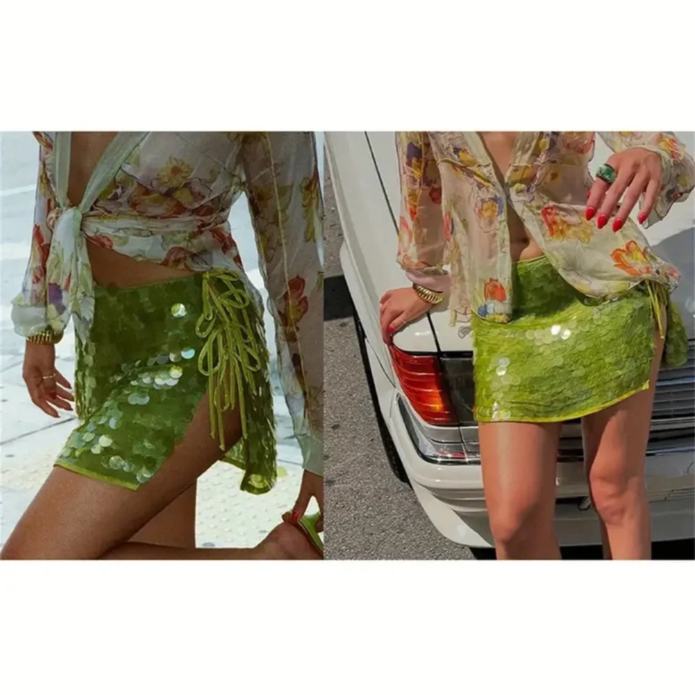 FINAL PRICE ❤️‍🔥 NWOT GREEN SEQUIN MINI SKIRT SIZE SMALL - Picture 14 of 14